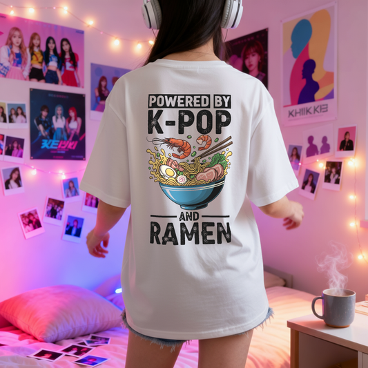 Powered By K-pop & Ramen | Unisex Oversized T-Shirt
