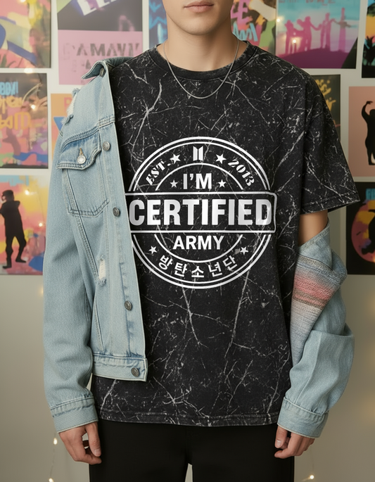 BTS Army Certified | Unisex Acid Washed Oversized Tee