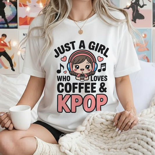 Girl Who Loves Coffee & K-Pop | Unisex Standard Crew T-Shirt