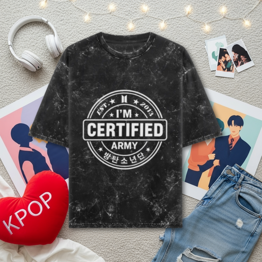 BTS Army Certified | Unisex Acid Washed Oversized Tee