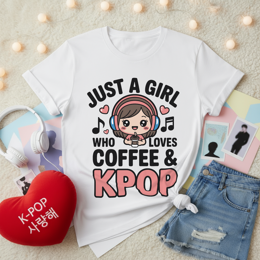 Girl Who Loves Coffee & K-Pop | Unisex Standard Crew T-Shirt